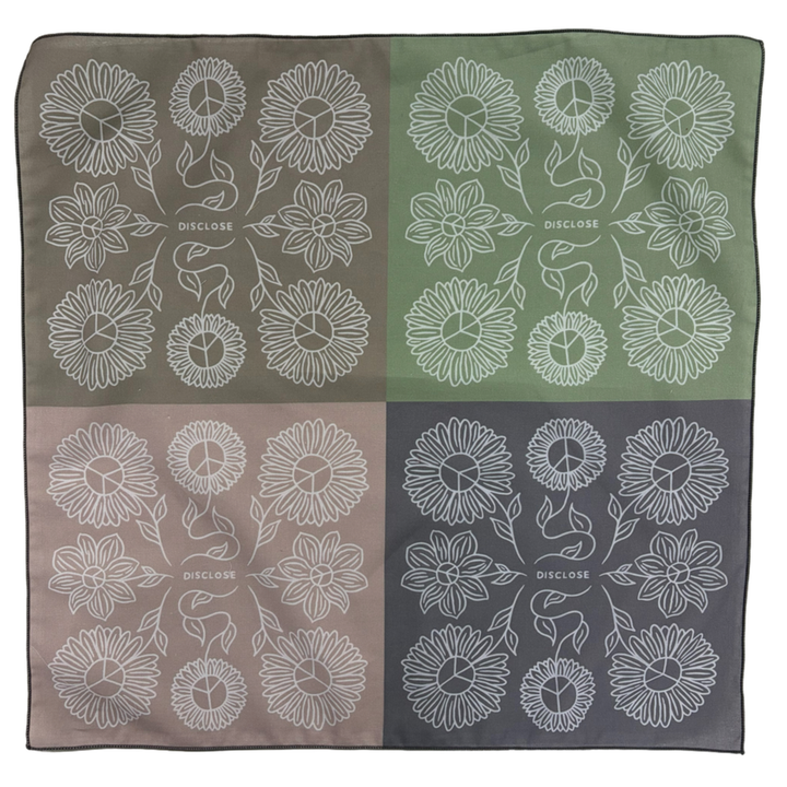 Multicolor DISCLOSE 005 Inner Bloom Running Bandana, soft lightweight cotton bandana for running, outdoor movement, and everyday wear