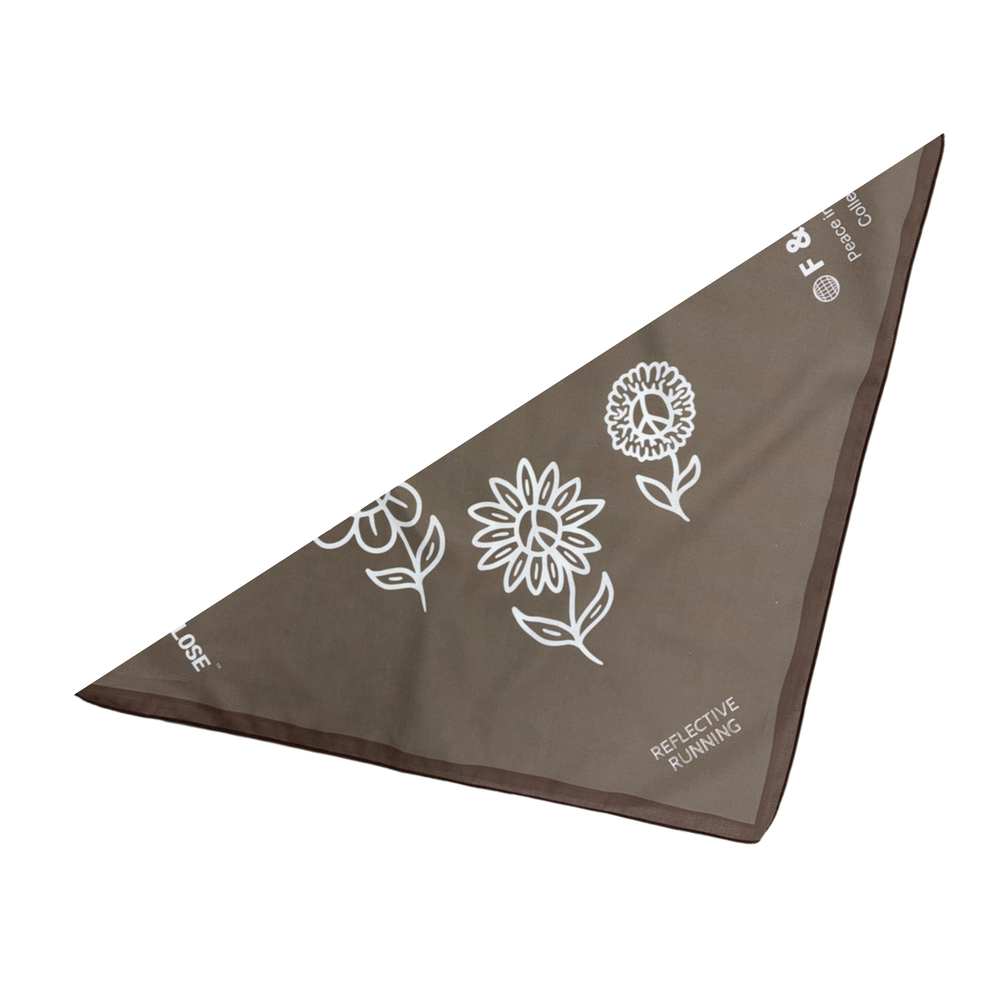 Taupe Brown DISCLOSE 005 Inner Bloom Running Bandana, soft lightweight cotton bandana for running, outdoor movement, and everyday wear