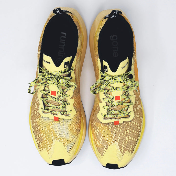 4T2 one more running shoes in yellow color featuring a lightweight design and grippy outsole.