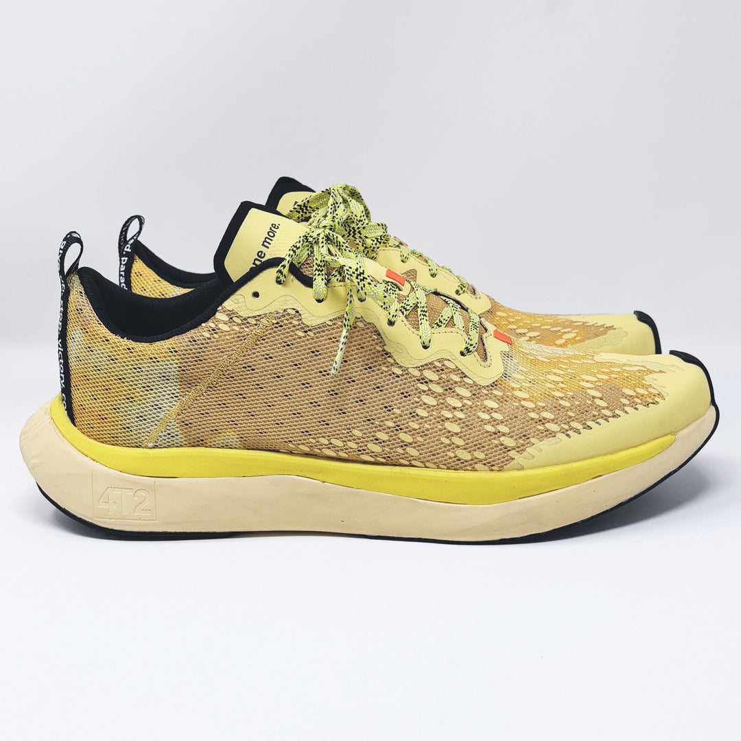 4T2 one more running shoes in yellow color featuring a lightweight design and grippy outsole.