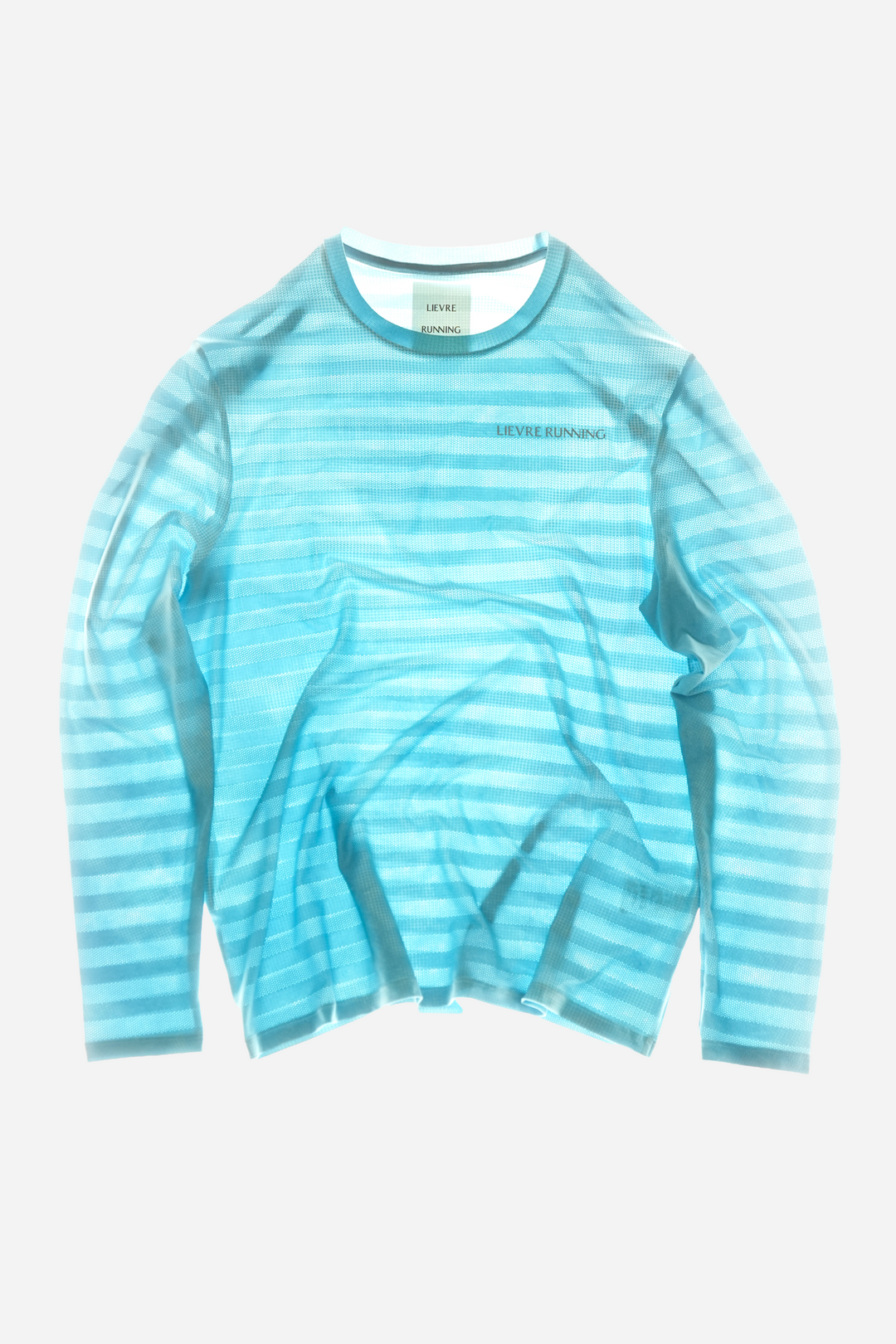 Lievre Running Sky Blue Long Sleeve, 180g breathable stretch fabric engineered for performance running, tailored performance fit with odor control.