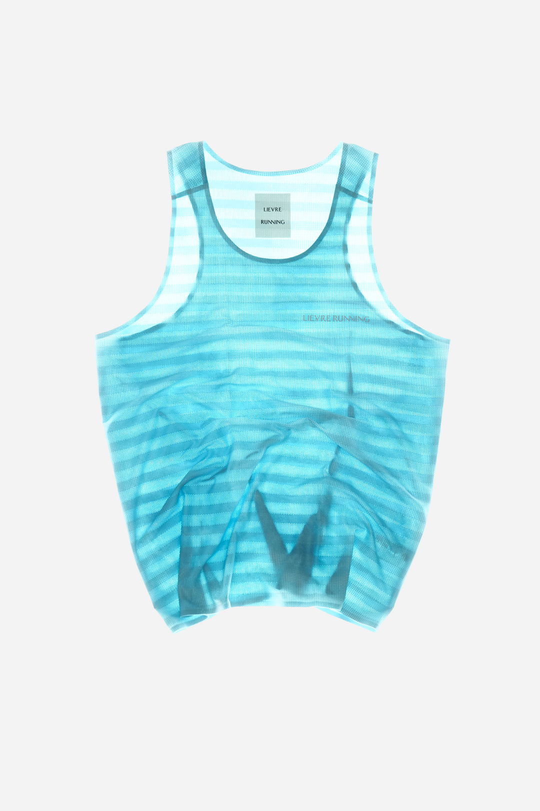 Lievre Running Sky Blue Singlet, 180g breathable stretch fabric cut sleeveless for maximum airflow, performance fit for warm-weather running and race days.