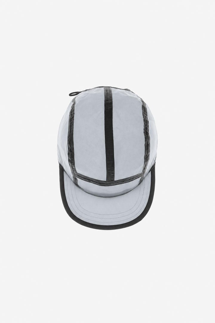 Lievre Running Art of Running Light Grey Cap, lightweight breathable technical fabric with adjustable strap, versatile neutral grey colorway for all-season running.