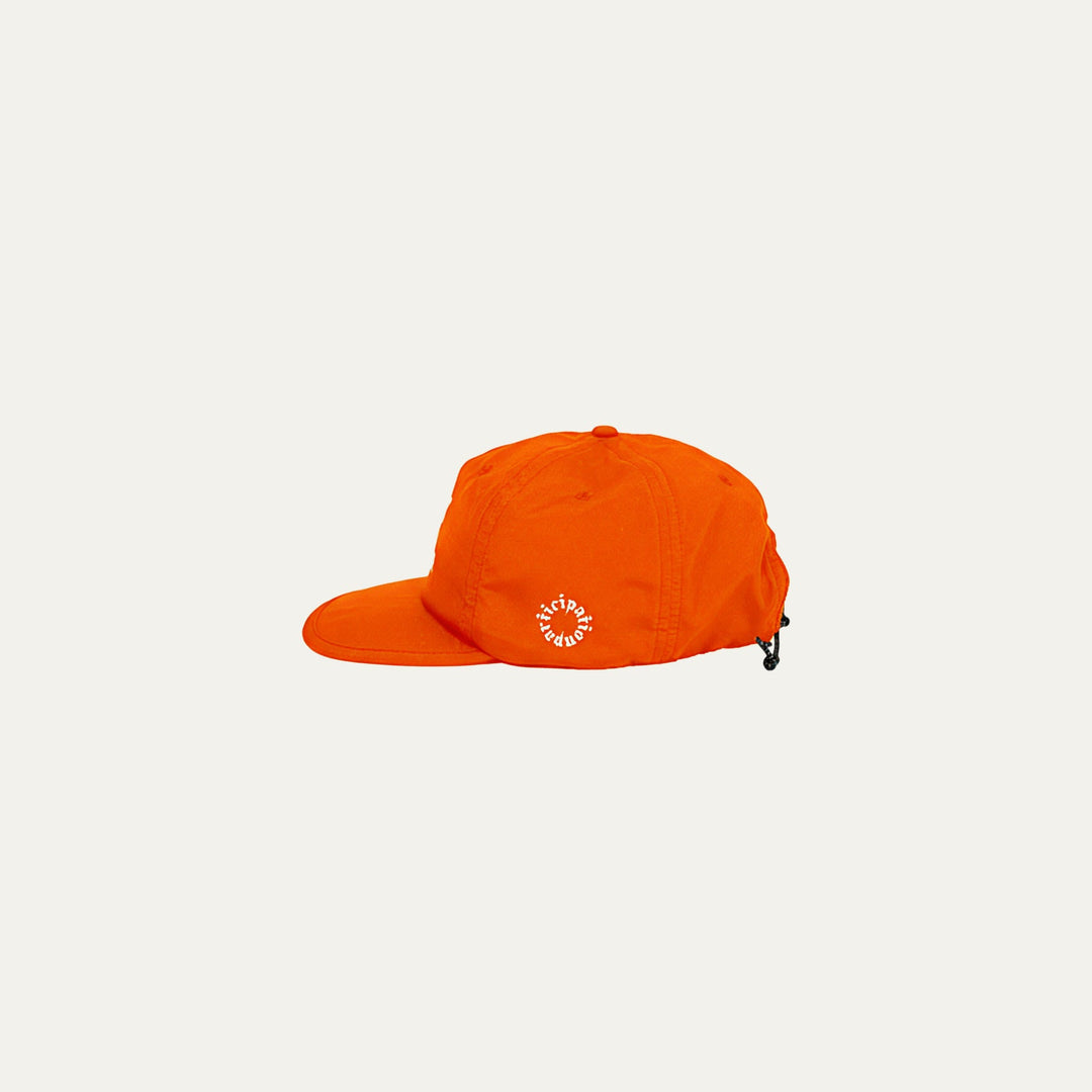 Participation Local Legend cap, bright red 5-panel with curved brim and white “local legend” embroidery.