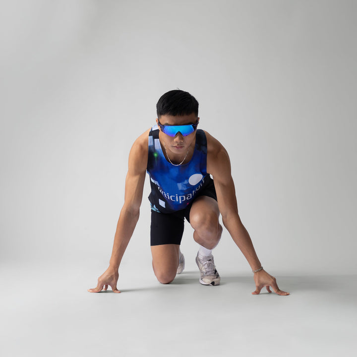 Participation PS Singlet featuring a vintage video game design, ideal for activewear.