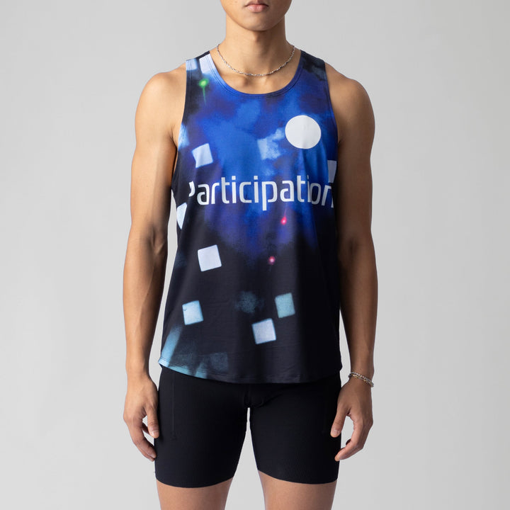 Participation PS Singlet featuring a vintage video game design, ideal for activewear.