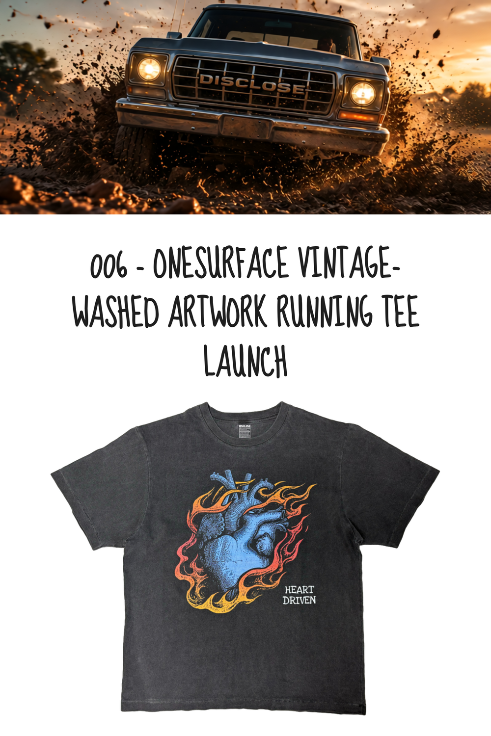 Disclose 006 Onesurface Tee Heart in Vintage Black