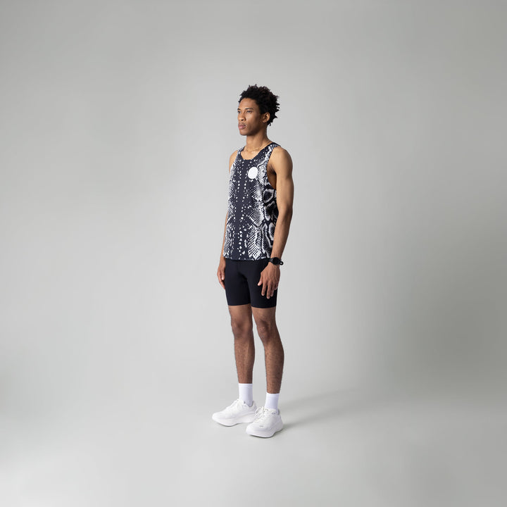 A detailed image of the Participation Python Singlet showcasing its breathable fabric and design, suitable for activewear.