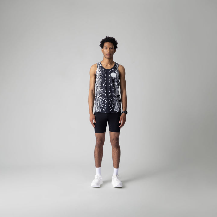 A detailed image of the Participation Python Singlet showcasing its breathable fabric and design, suitable for activewear.
