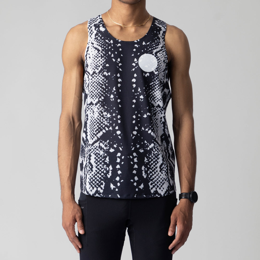 A detailed image of the Participation Python Singlet showcasing its breathable fabric and design, suitable for activewear.