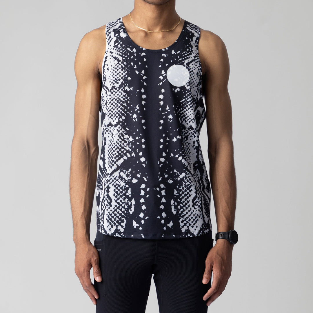 A detailed image of the Participation Python Singlet showcasing its breathable fabric and design, suitable for activewear.