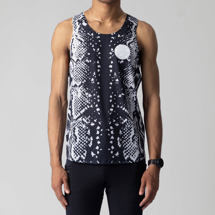 A detailed image of the Participation Python Singlet showcasing its breathable fabric and design, suitable for activewear.