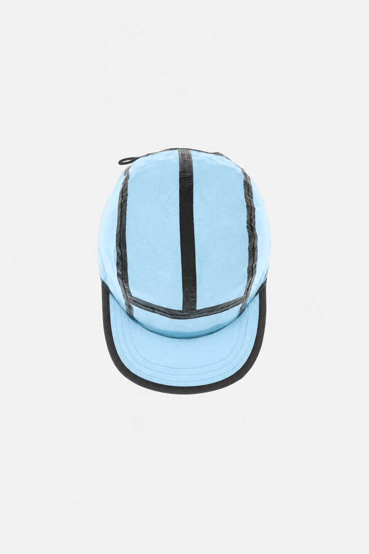 Lievre Running Art of Running Light Blue Cap, lightweight breathable technical fabric with adjustable strap, fresh light blue colorway for running and trail.