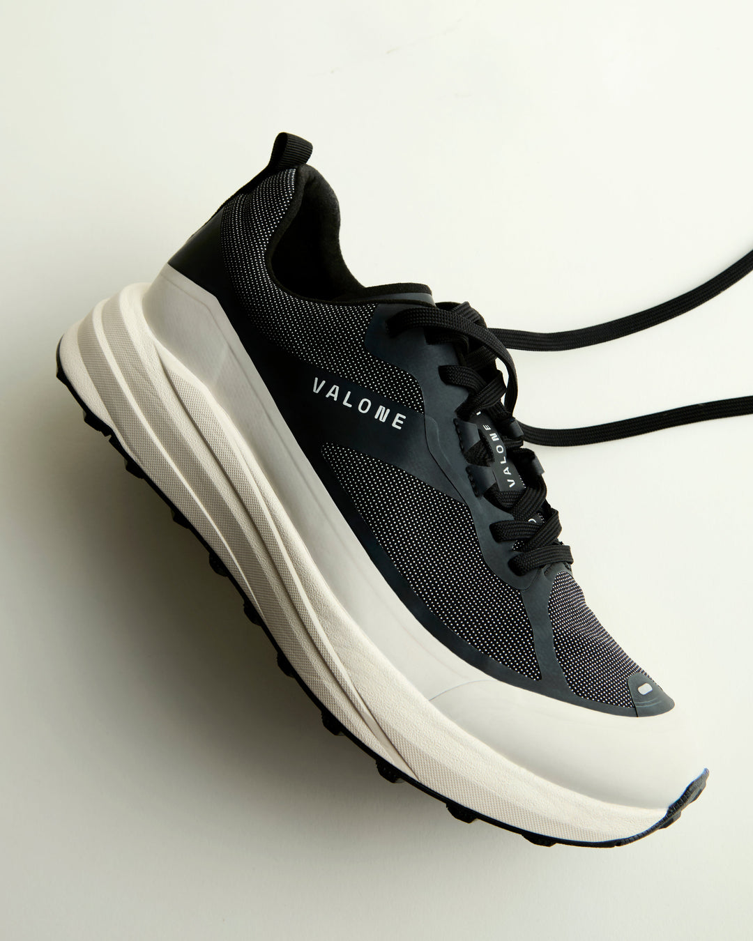 Valone Rave in Granit colorway, repairable trail running shoe made in Europe with white sole