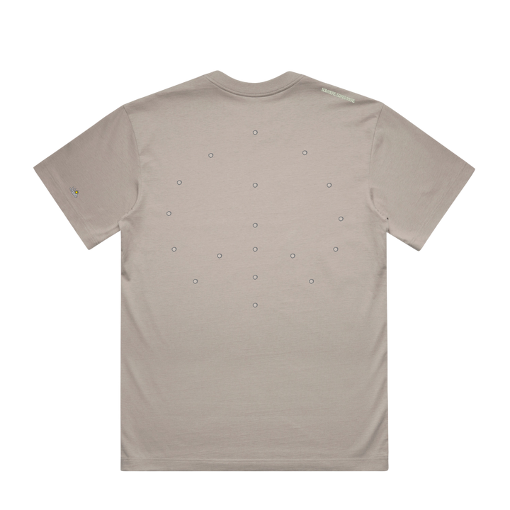 Nowhere Somewhere Antelope Tee in mushroom colour with boxy fit and wide neck ribbing