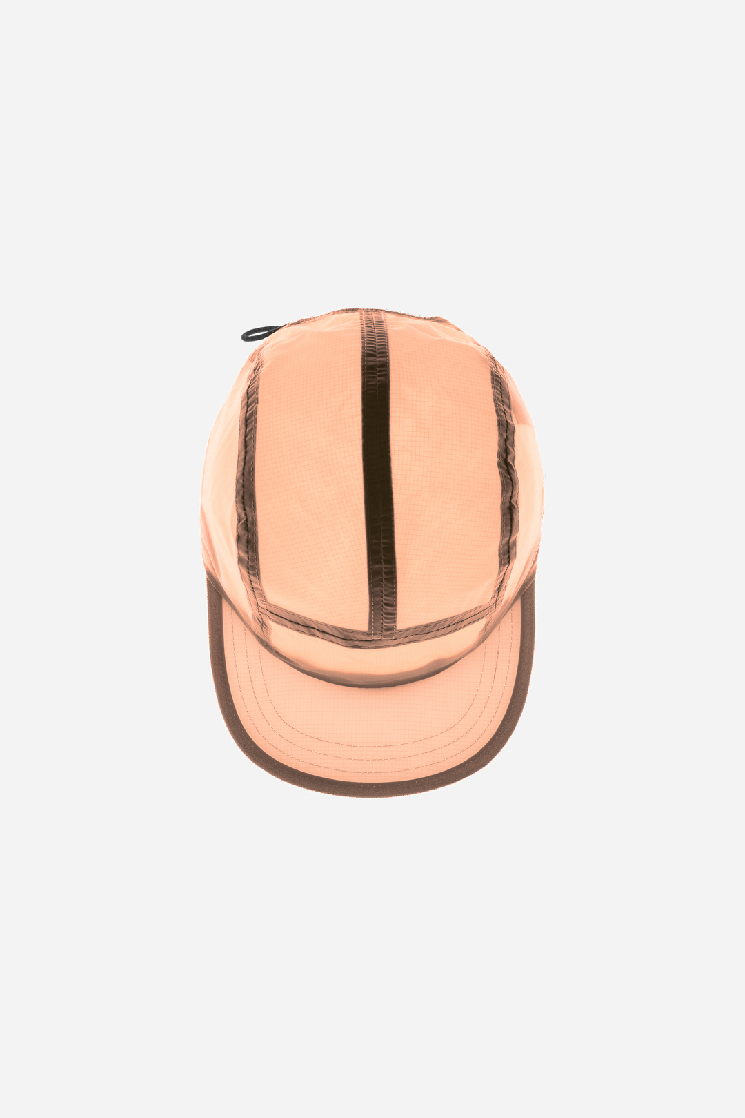 Lievre Running light salmon performance running cap, lightweight technical fabric with adjustable back cord and "Engineered for the Art of Running" text on the side panel.