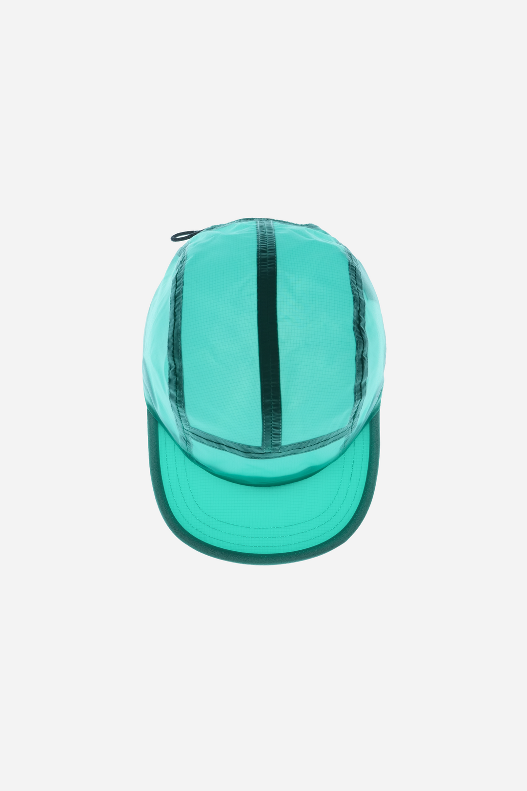 Lievre Running turquoise performance running cap, lightweight technical fabric with adjustable back cord and "Engineered for the Art of Running" text on the side panel.