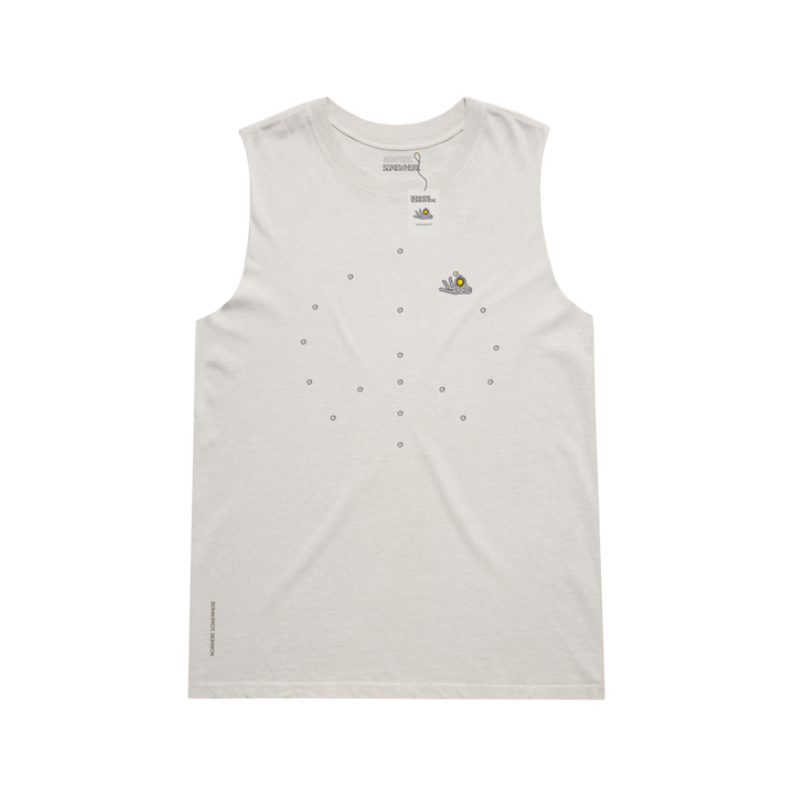 Nowhere Somewhere Lightning Horse Tank in bone with PeaceBreathe ventilation and raw edge finish