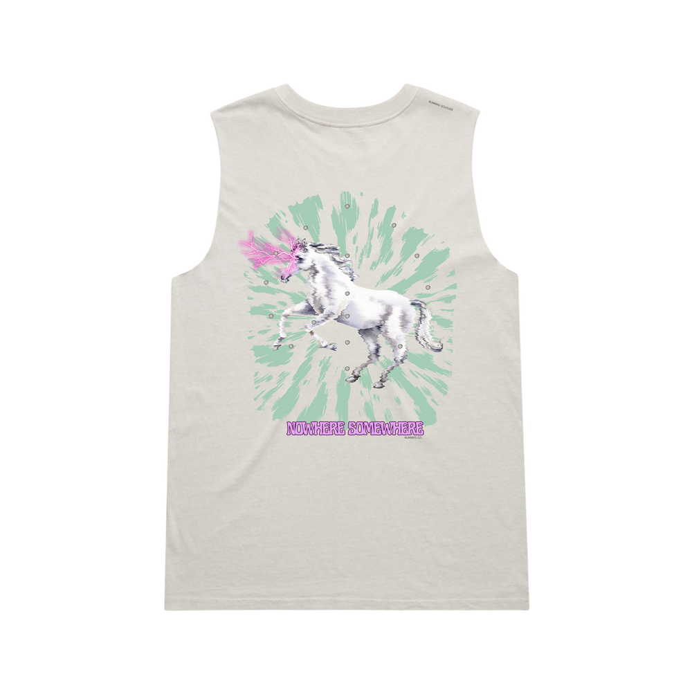 Nowhere Somewhere Lightning Horse Tank in bone with PeaceBreathe ventilation and raw edge finish