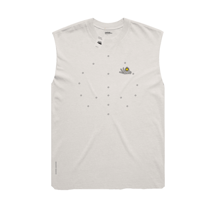 Nowhere Somewhere Lightning Horse Tank in bone with PeaceBreathe ventilation and raw edge finish