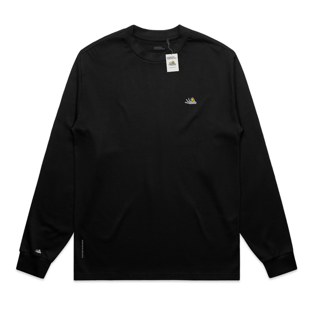 Nowhere Somewhere long sleeve made from 100% cotton for cooler trail and everyday wear