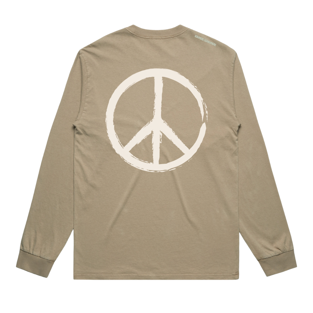Nowhere Somewhere Simple Peace long sleeve in organic cotton, minimalist design