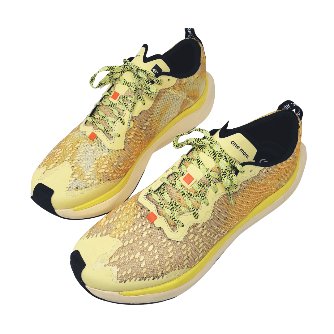 4T2 one more running shoes in yellow color featuring a lightweight design and grippy outsole.