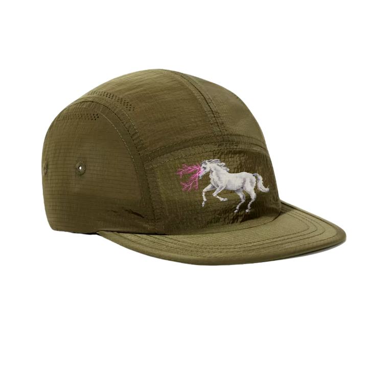 Nowhere Somewhere Ripstop Running Lightning Horse Cap in forest brown