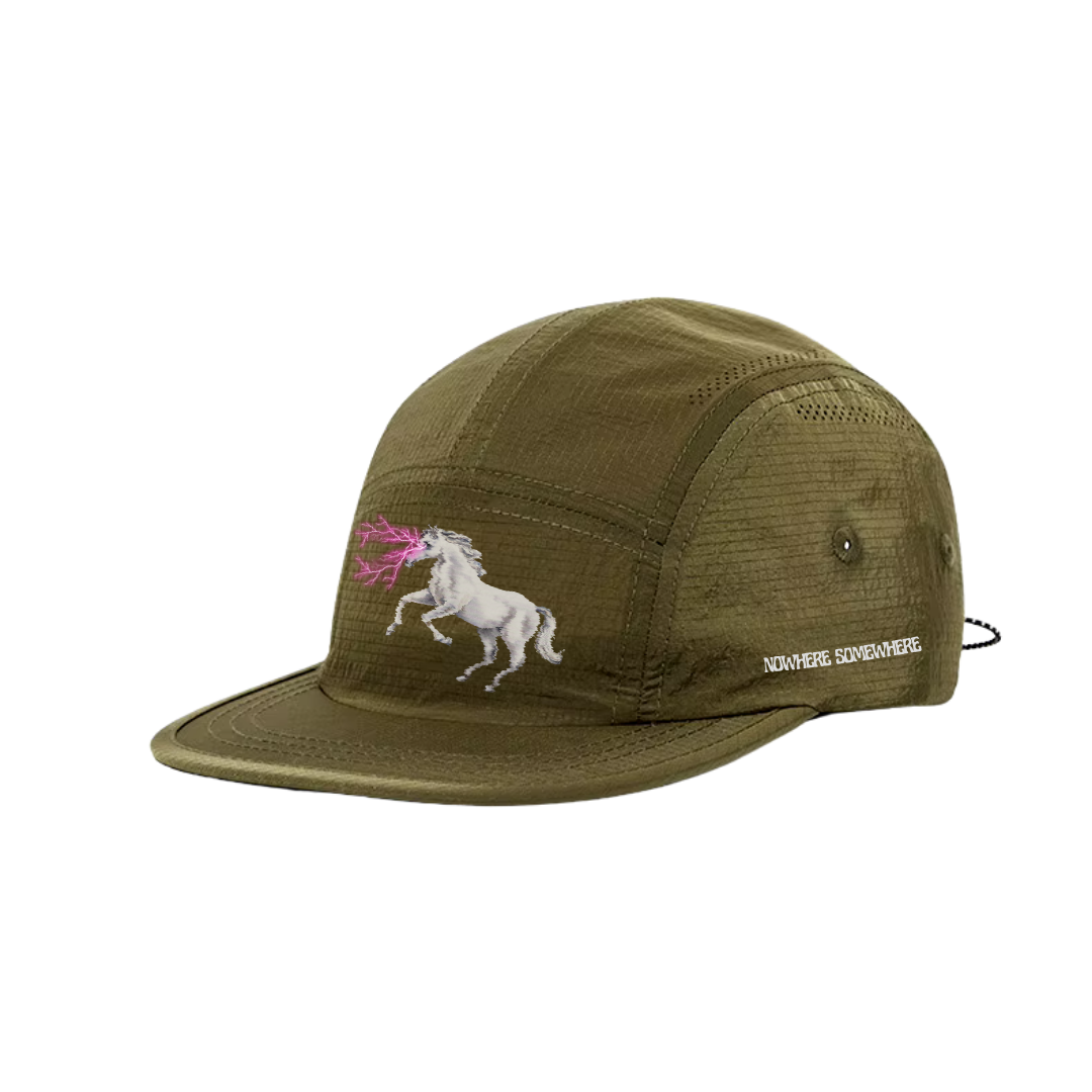 Nowhere Somewhere Ripstop Running Lightning Horse Cap in forest brown