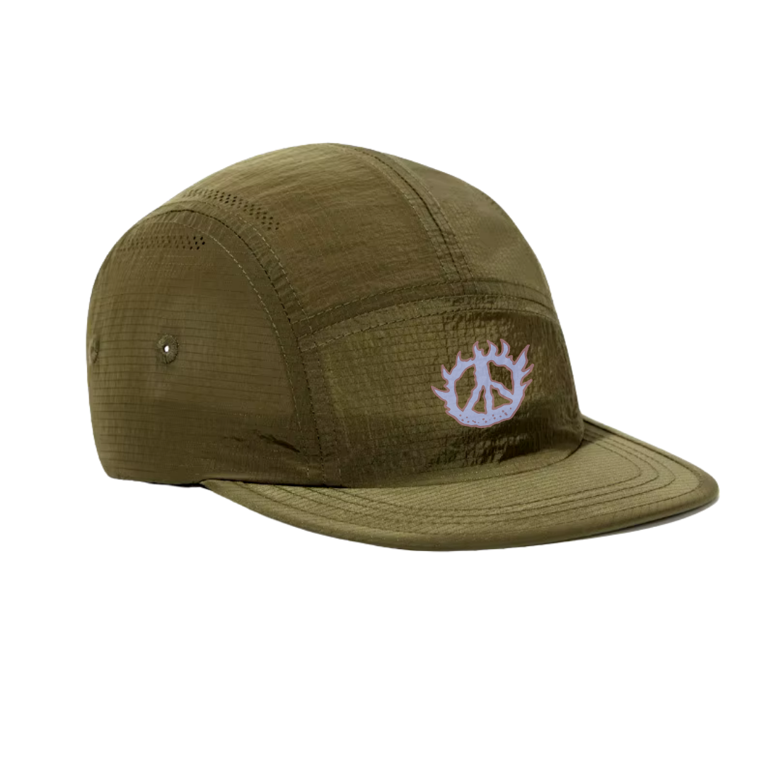 Nowhere Somewhere Ripstop Running Peace Cap in forest brown