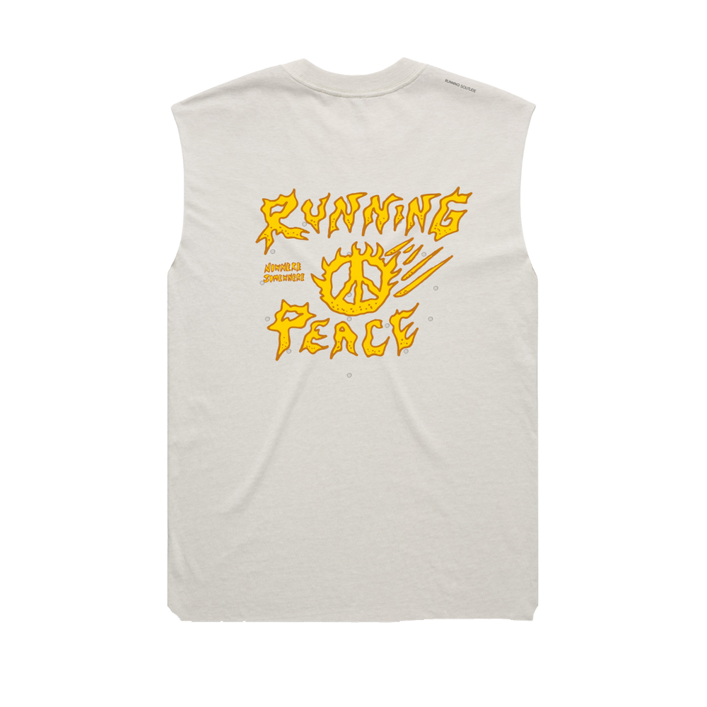 Nowhere Somewhere Running Peace Tank in bone with PeaceBreathe ventilation and Rebelyuth artwork