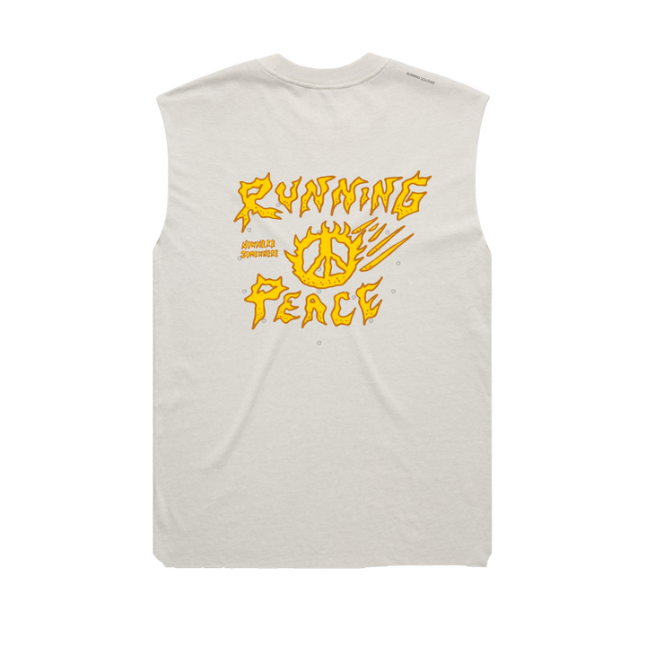 Nowhere Somewhere Running Peace Tank in bone with PeaceBreathe ventilation and Rebelyuth artwork