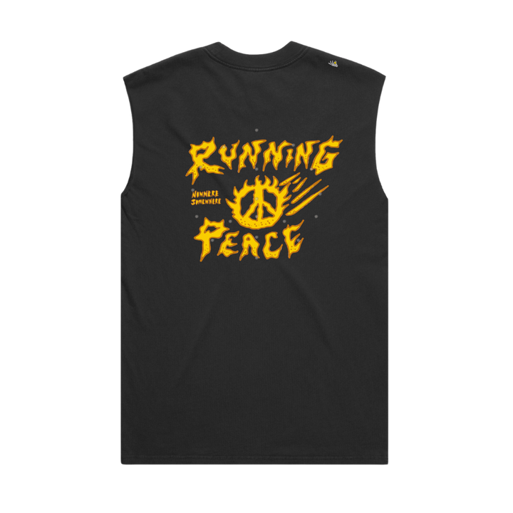 Nowhere Somewhere Running Peace Tank in black with PeaceBreathe ventilation and Rebelyuth artwork
