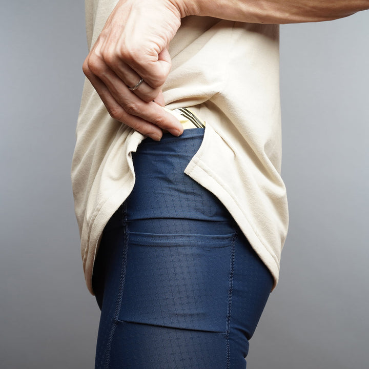 T2 Racing Tights short marathon tights in black with six-pocket race layout and lightweight compressive fabric