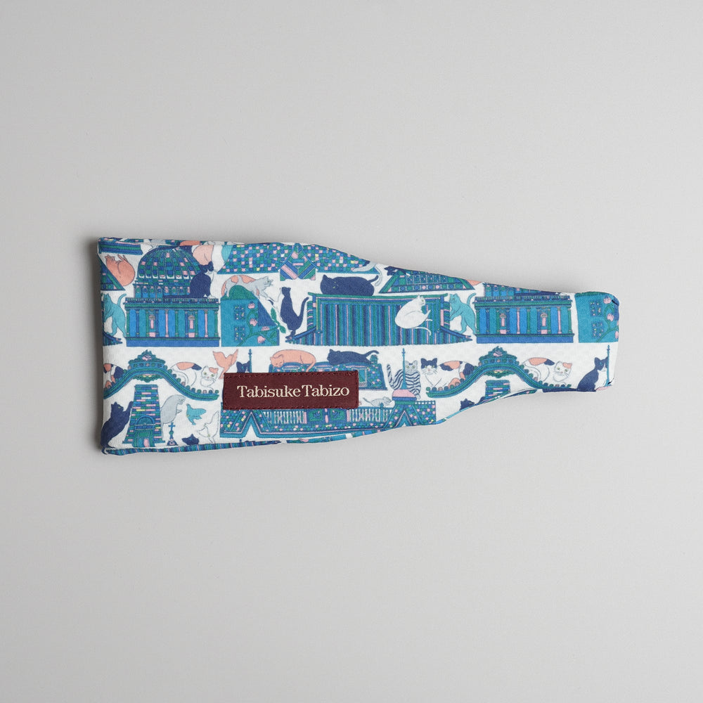 Tabisuke Tabizo T2 Running Head Band in PCP Cat print, lightweight adjustable running headband with illustrated cat pattern