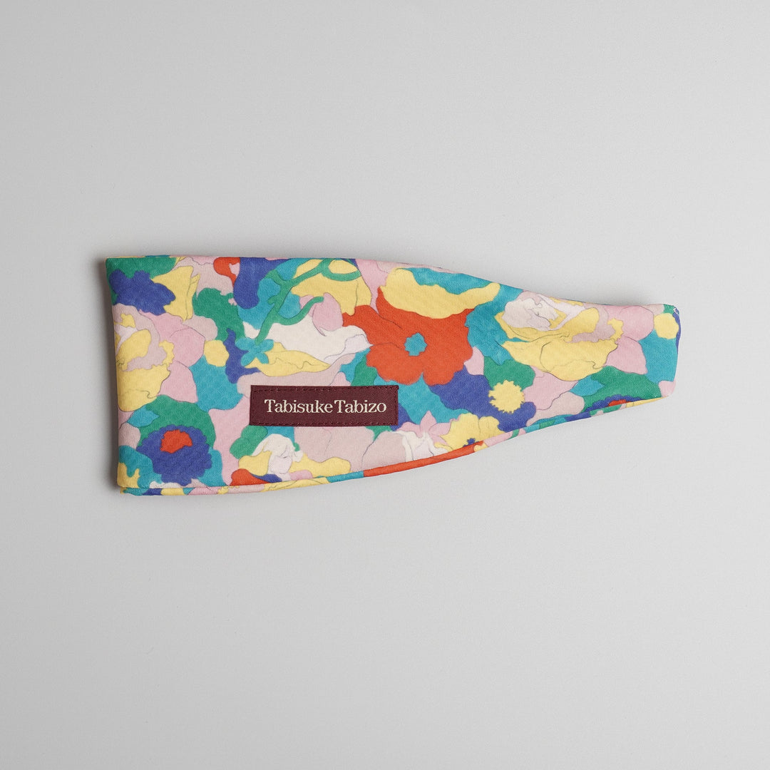 Tabisuke Tabizo T2 Running Head Band in PCP Flower print, lightweight adjustable running headband with floral illustration