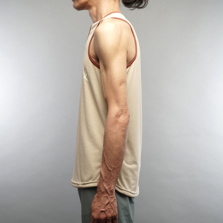 T2 Running Singlet beige lightweight trail running tank top