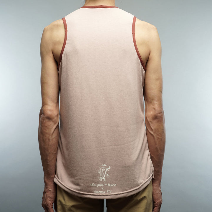 T2 Running Singlet in old rose made with Swiftex performance fabric and relaxed A-line silhouette
