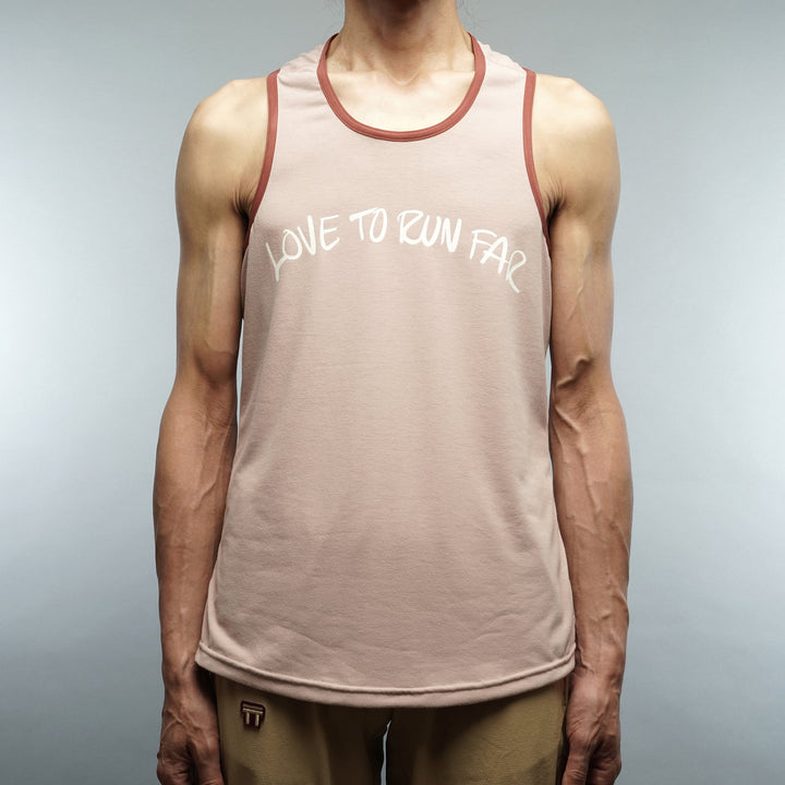 T2 Running Singlet in old rose made with Swiftex performance fabric and relaxed A-line silhouette