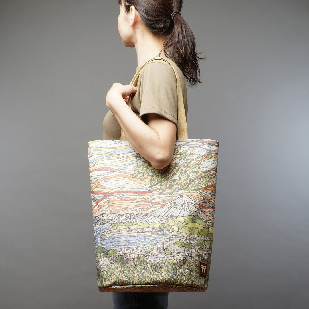 T2 Totebag Heidi Garner printed canvas tote with Kamakura landscape artwork