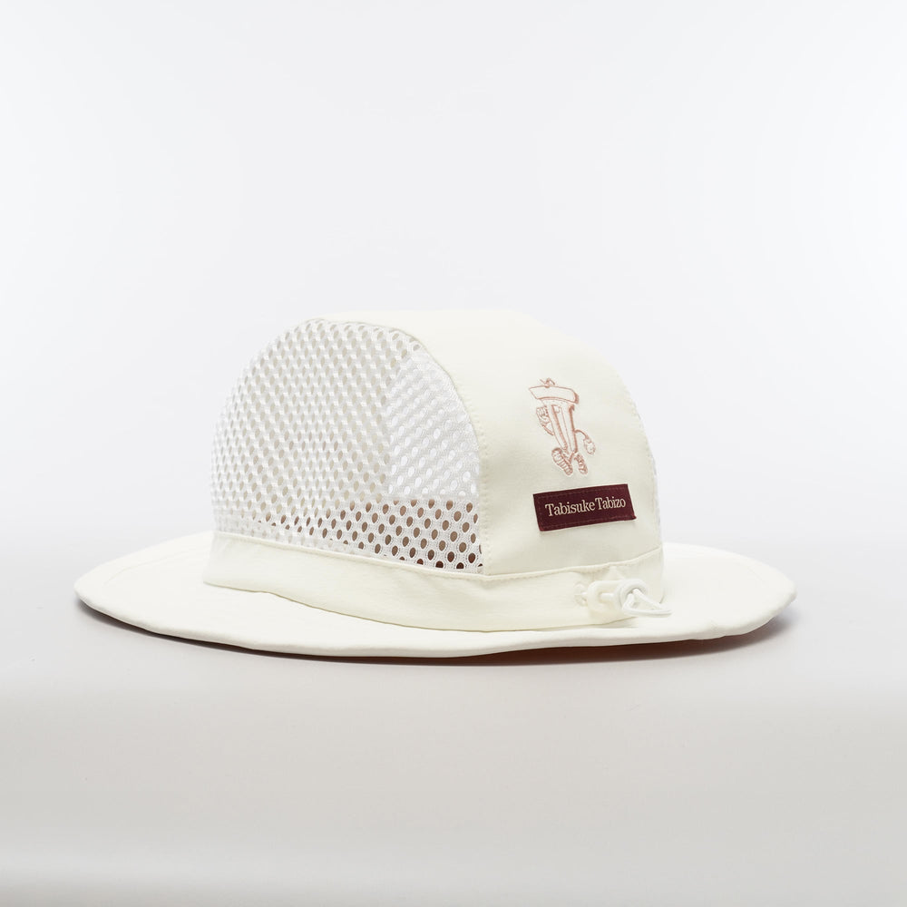 Tabisuke Tabizo T2 Trail Hat by RR in white, breathable three-panel trail running hat with mesh sides and wired brim