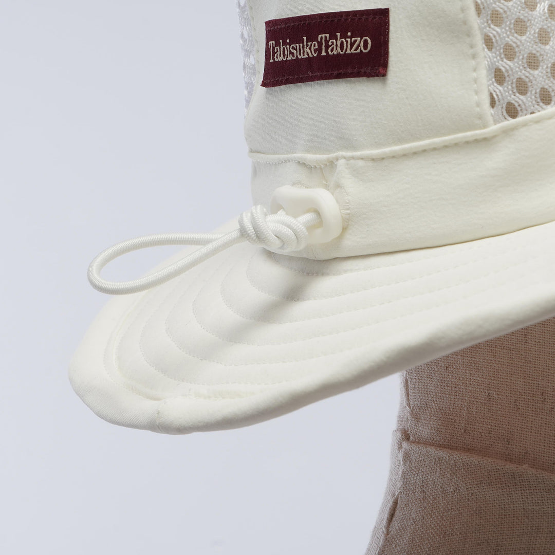 Tabisuke Tabizo T2 Trail Hat by RR in white, breathable three-panel trail running hat with mesh sides and wired brim