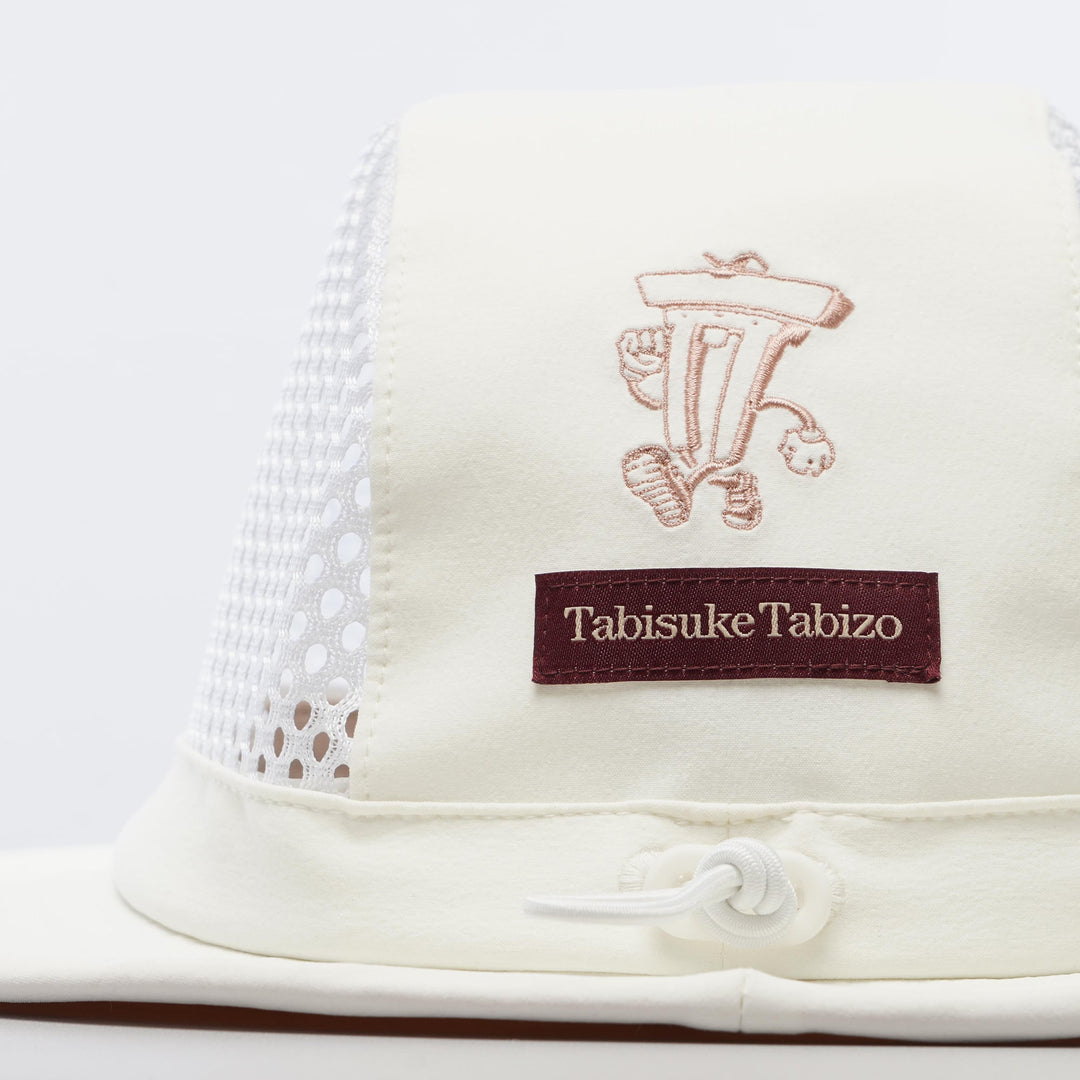 Tabisuke Tabizo T2 Trail Hat by RR in white, breathable three-panel trail running hat with mesh sides and wired brim
