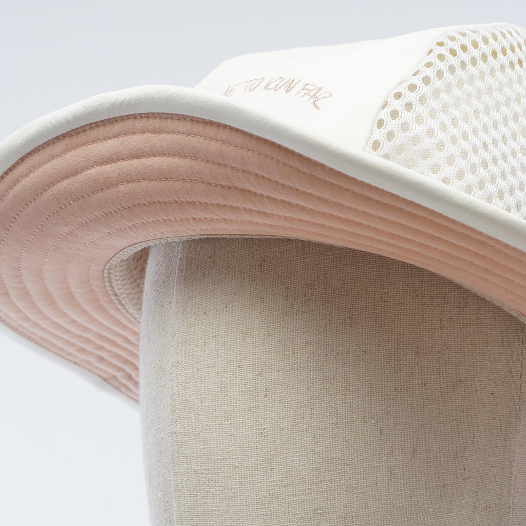 Tabisuke Tabizo T2 Trail Hat by RR in white, breathable three-panel trail running hat with mesh sides and wired brim