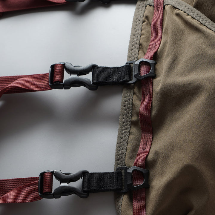 Khaki T2 Ultra 10 running vest with high-mounted storage, front flask pockets, and T2 High Mount Fit™ 2.0 system