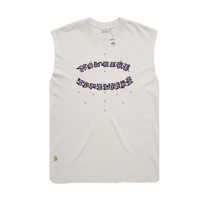 Nowhere Somewhere Tear It Up Horse Tank in off white with custom artwork