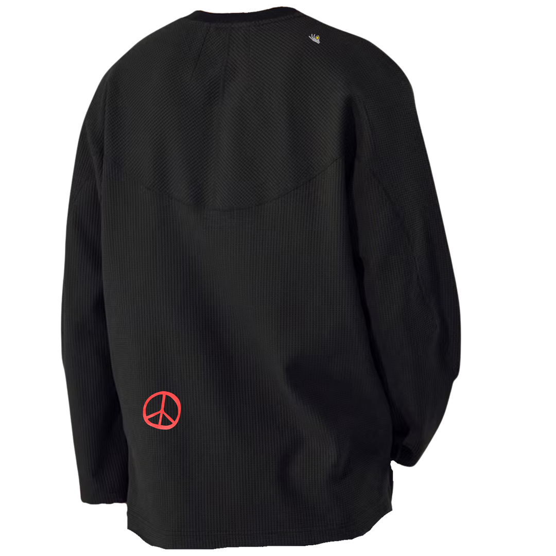 Nowhere Somewhere The Peace Waffle Crew with waffle-knit texture