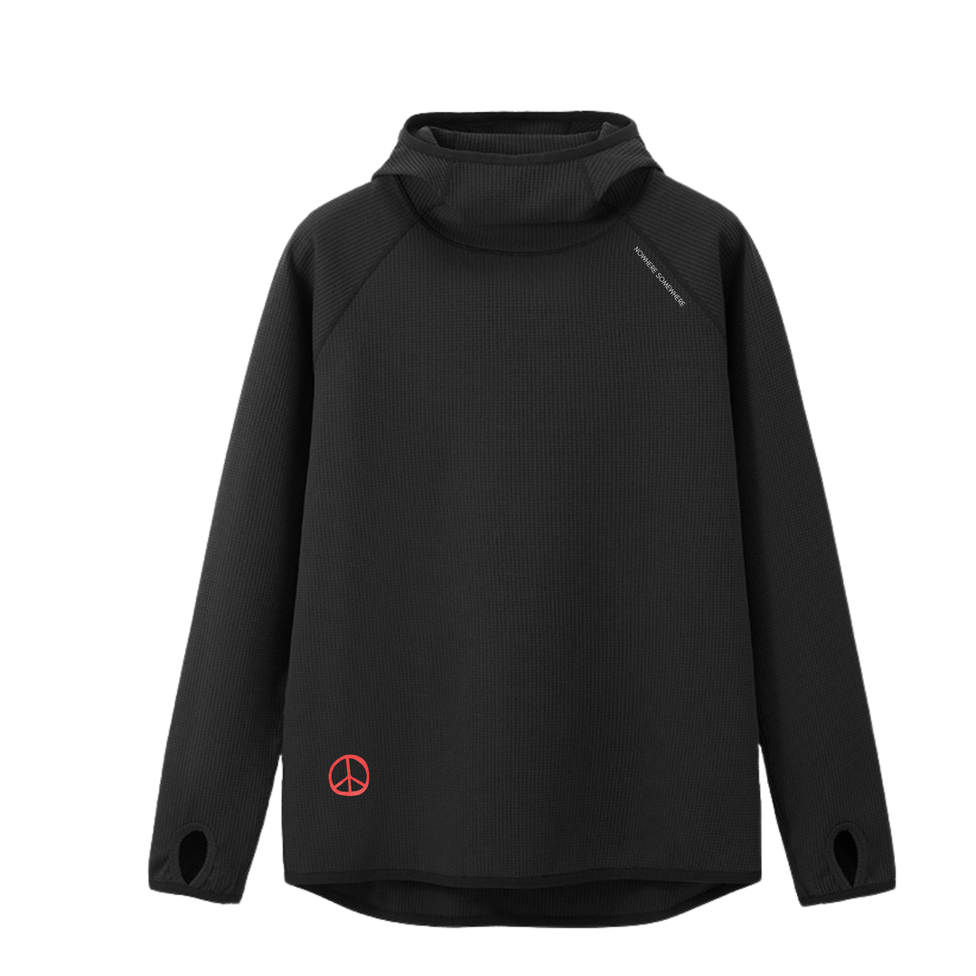 Nowhere Somewhere The Peace Waffle Hood with waffle-knit texture