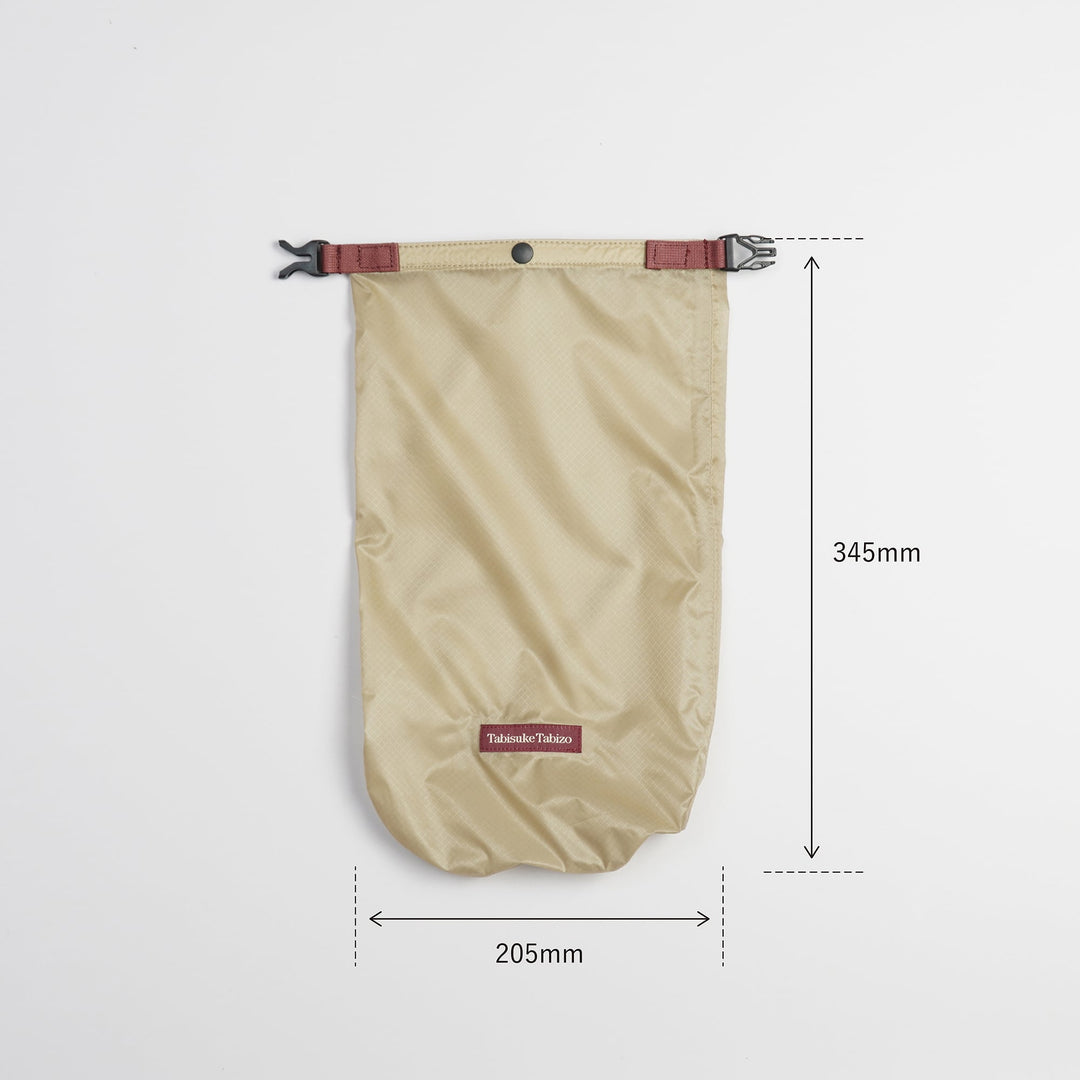 Tabisuke Tabizo T2 Waterproof Pouch #1 in beige, compact B5 roll-top dry bag for small outdoor essentials
