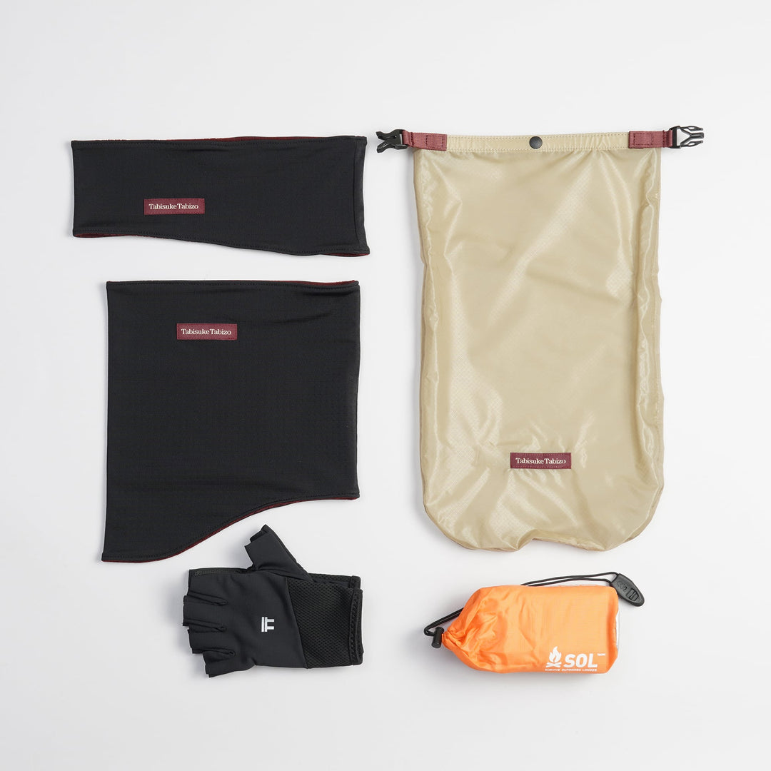 Tabisuke Tabizo T2 Waterproof Pouch #2 in beige, A4-size lightweight roll-top dry bag for outdoor gear